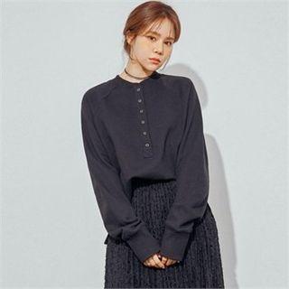 Button-front Raglan-sleeve Top