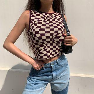 Asymmetrical Check Tank Top