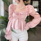 Satin Frill Trim Blouse