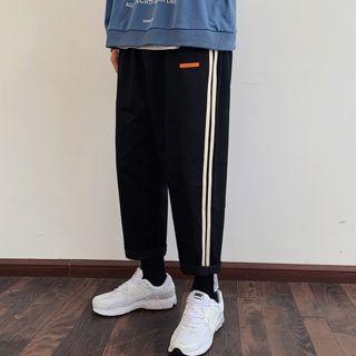 Striped-side Straight-cut Pants