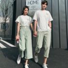 Couple Matching T-shirt / Straight Leg Pants / Suspender Pants