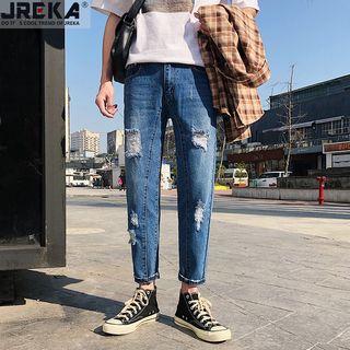 Lightweight Distressed Slim-fit Jeans
