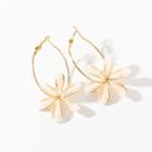 Flower Hoop Earring 1 Pair - Gold - One Size