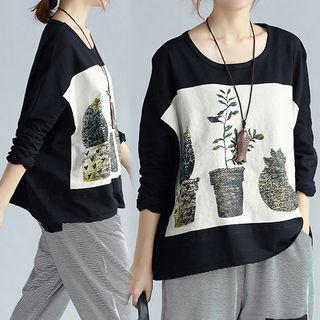 Plant Print Pullover