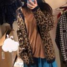 Leopard Print Cardigan Leopard - Blue & Beige - One Size