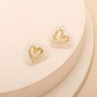 Heart Faux Crystal Earring 1 Pair - Gold - One Size