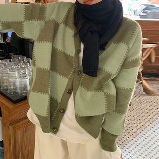 Chessboard Pattern Knit Jacket