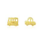 Sterling Silver Plated Gold Fashionable Cute Car Asymmetrical Stud Earrings Golden - One Size