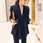 Detachable Scarf Open-front Jacket