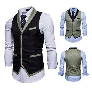 V-neck Two-tone Vest