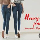 Fray-hem Slim-fit Jeans (2 Designs)