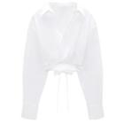 Long-sleeve Tie-strap Cropped Blouse