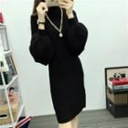 Batwing-sleeve Sweater Dress White - One Size