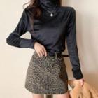 Plain Long-sleeve Velvet T-shirt
