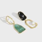 Asymmetrical Faux Pearl Drop Earring With Sterling Silver Earring Back - 1 Pair - 925 Silver - Gold - One Size