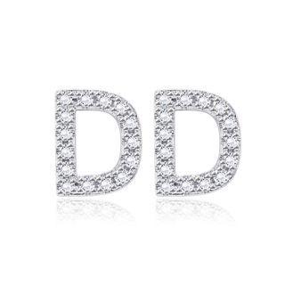 Simple And Fashion Letter D Cubic Zircon Stud Earrings Silver - One Size