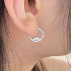 Smiley Face Hoop Earring 1 Pair - With Earring Back - Silver - One Size