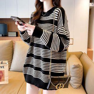 Round Neck Stripe Loose Fit Sweater