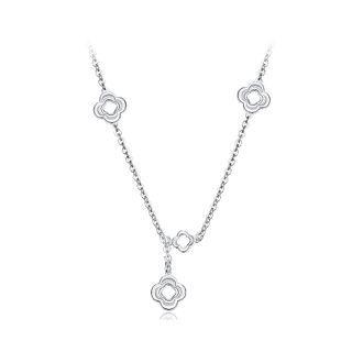 Simple Four-leafed Clover Necklace Silver - One Size