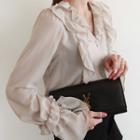 V-neck Frilled Chiffon Blouse