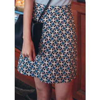 High-waist Pattern Mini Skirt