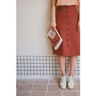 Button-down A-line Midi Skirt