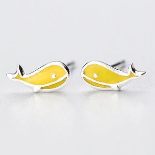 925 Sterling Silver Whale Earring