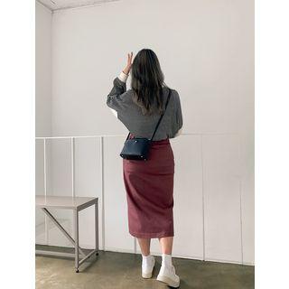Plus Size Band-waist Midi Skirt