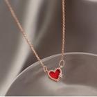 Rhinestone Heart Pendant Necklace Necklace - One Size