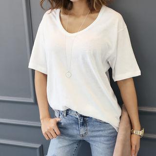 Short-sleeve Drop-shoulder M Lange Linen T-shirt