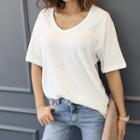 Short-sleeve Drop-shoulder M Lange Linen T-shirt