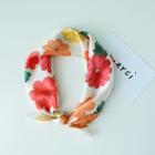 Floral Print Scarf J02 - White & Red & Orange - One Size