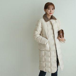 Fleece-collar Buttoned Padded Coat