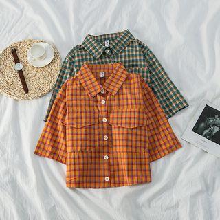 Short-sleeve Check Cropped Shirt
