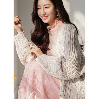 V-neck Chunky Ribbed Cardigan