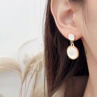 Cat Eye Stone Dangle Earring 1 Pair - Al2754 - Gold - One Size