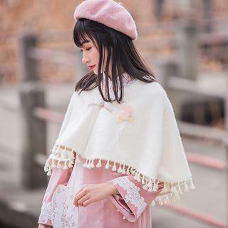 Tassel Detail Cape Almond - One Size