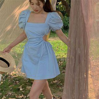 Puff-sleeve Cutout Back Dress