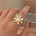 Faux Pearl Alloy Flower Ring Ring - White & Gold - One Size