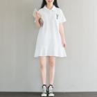 Torch Print Short-sleeve Mini A-line Polo Shirt Dress