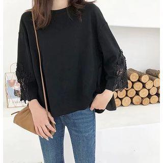 3/4 Sleeve Lace Panel T-shirt