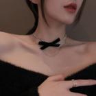 Ribbon Flannel Layered Choker X410 - Silver - One Size