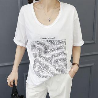 U-neck Lettering Loose-fit T-shirt