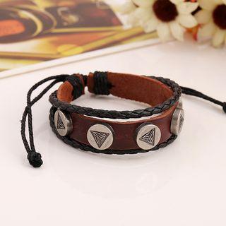 Studded Genuine Leather Layered Bracelet