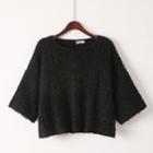3/4 Sleeve Cropped Knit Top