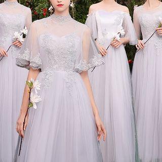 A-line Mesh Evening Gown / Cape / Set (various Designs)