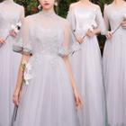 A-line Mesh Evening Gown / Cape / Set (various Designs)