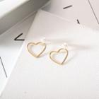 Faux Pearl Heart Alloy Earring Er1904-1 - 1 Pair - Gold - One Size