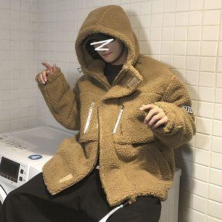 Applique Shearling Hooded Jacket