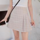 Pleated A-line Plaid Skirt